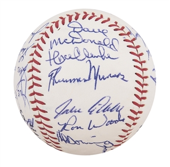 1969 New York Yankees Team Signed Baseball with 24 Signatures Including Thurman Munson from Debut Season - High Grade (JSA)